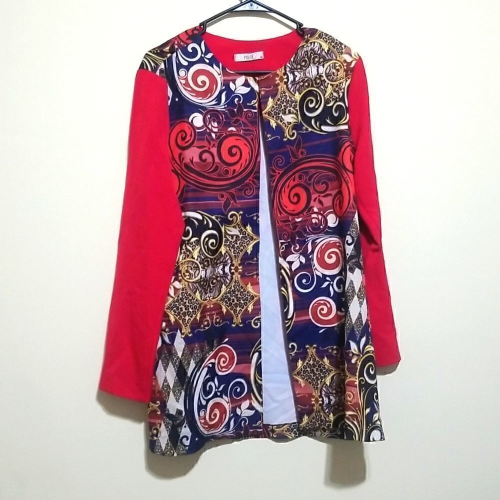 PineMa Red Floral Coat Sz 46